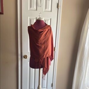 Collection XIIX LTD.  Woman’s Elegant Burnt Orange Shawl Wrap